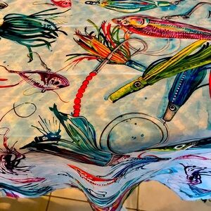 Source Unknown Colorful Fish Print Scarf